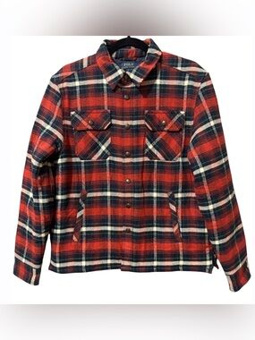 Polo Ralph Lauren Boys Red Plaid Quilted Lined Flannel Shacket Jacket XL 18-20